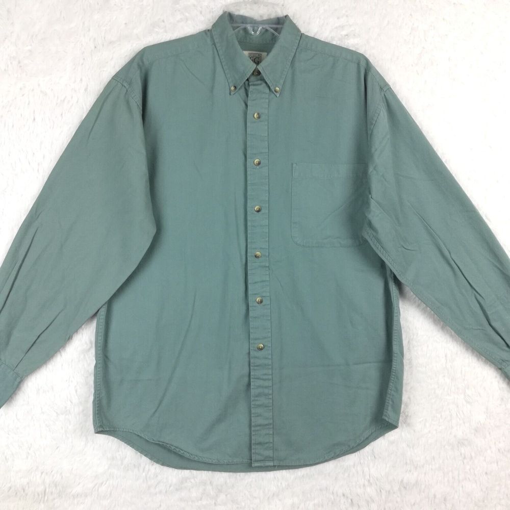 Field Gear‎ Mens Shirt Button Up Long Sleeve Green Casual Pocket Outdoors M